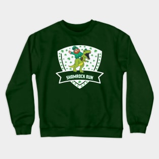 Shamrock Run Leprechaun Dinosaur Funny Crewneck Sweatshirt